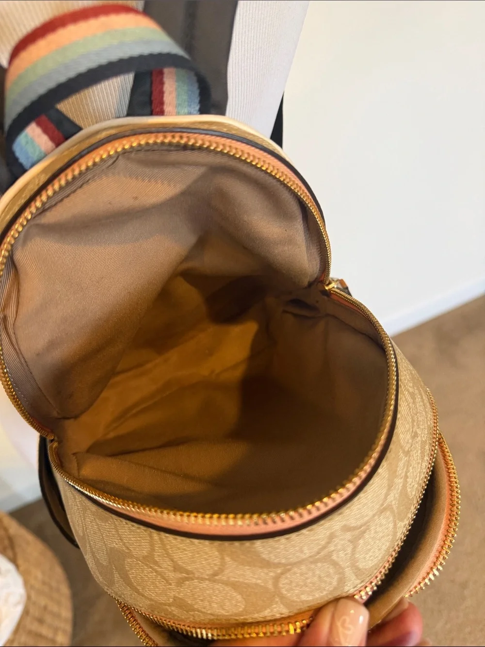 Coach Cream Signature Mini Backpack with Yellow Pear Motif